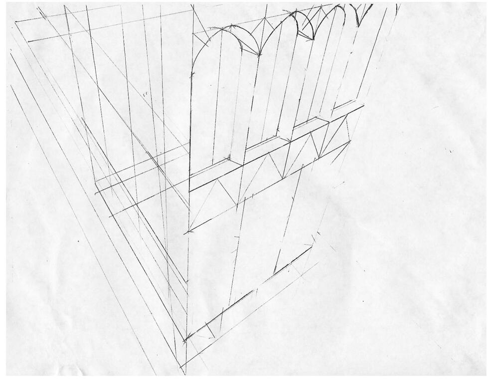 Fundamentals of drawing architecture using pencils and paper. Step 1. Step 1. Take out some paper and draw lines like this.