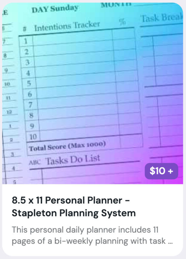 8.5 x 11 Personal Planner